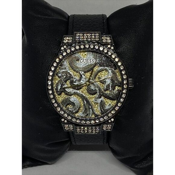Guess U0844L1 Women\'s Black Leather Analog Dial Quartz Genuine Wrist Watch LJ190 main image 4